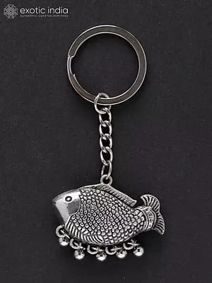 White Metal Fish Figurine Keychain