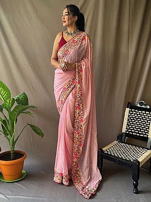 Floral Border Weaving Work Designer Party Wear Silk Saree With Blouse