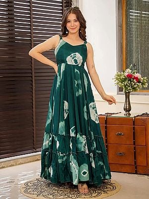 Digital Print Fully Flared Heavy Rayon Anarkali Gown