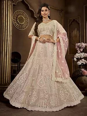 Premium Net Heavy Zarkan And Embroidery Work Designer Wedding Wear Lehenga Choli With Dupatta