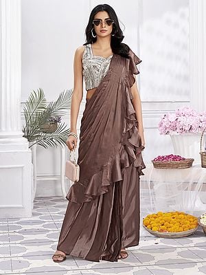 Satin Silk Embroidery & Hand Work Party Wear Fancy Saree