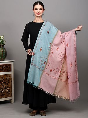 Multicolor Shawl with Sozni Embroidered Floral Pattern