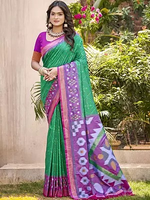 Pochampally Silk With Traditional Ikat Weave Saree With Blouse