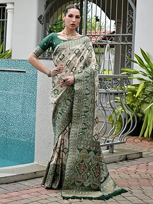 Artisan Woven Banarasi Patola Silk Saree With Meenakari Details