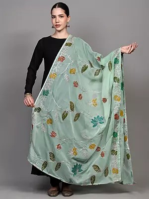 Floral Printed Dupatta with Gota Patti and Sequins work from Amritsar