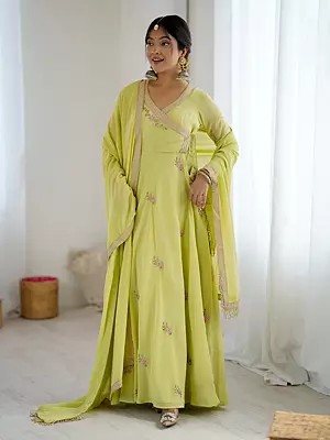 Designer Embroidered Georgette Gown With Stylish Dupatta