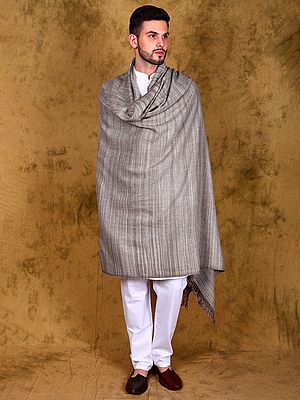 Men's Dushala Shawl (Lohi) with Stripes in Self Weave from Kullu