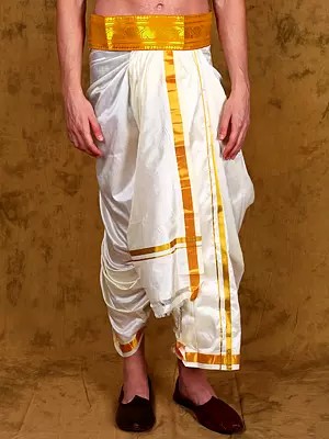 Zari Woven Dhoti Belt with Zip Pouch/Pocket