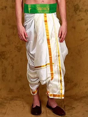 Poppy Red Zari Dhoti Belt with Zippered Pocket