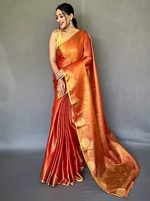 Weaving Work Attractive Silk Saree With Blouse For Festival Occasion