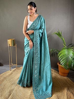 Pure Matka Silk Attractive Floral Embroidered Designer Party Wear Saree