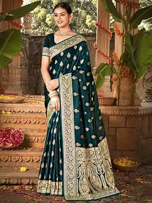 Woven Ethnic Motifs Designer Festival Wear Saree With Attractive Pallu