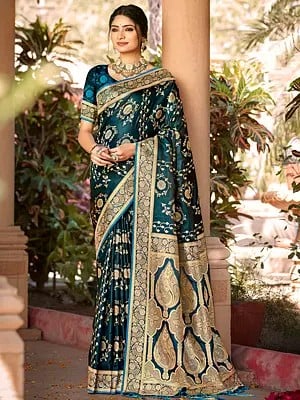 Satin Silk Beautiful Floral Border Designer Saree With Attractive Rich Tassels Pallu