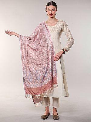 Reversible Jamawar Stole from Amritsar with Woven Paisley Jaal