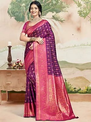 Attractive Ethnic Motifs And Broad Border Printed Traditional Festival Wear Silk Saree