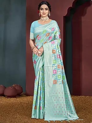 Geometric Pattern Festival Wear Cotton Saree With Attractive Tassels Pallu