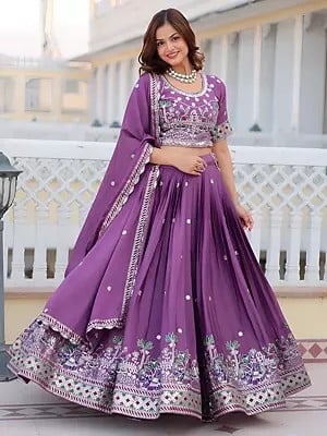 Heavy Embroidery Sequence & Thread Work Designer Party Wear Lehenga Choli With Dupatta