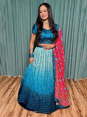 Stunning Chinon Silk Lehenga Choli With Intricate Sequin And Thread Work Perfect For Festive Occasions