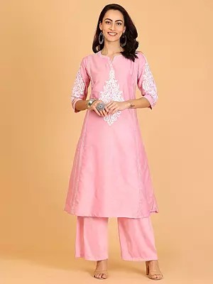 Elegant Cotton Silk Kurta Set With Exquisite Embroidery For Festive And Casual Wear