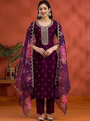Designer Embroidered Long Suit With Luxe Organza Dupatta Perfect For Festive Celebrations And Party Wear