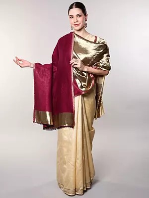 Reversible Plain Stole with Zari Weave from Amritsar