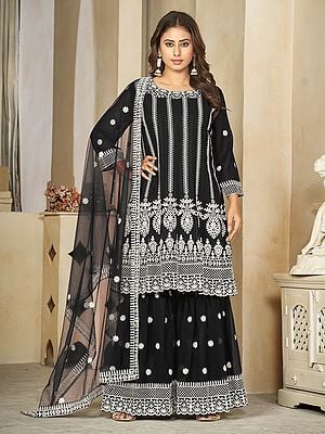 Attractive Heavy Embroidery Work All Over Designer Georgette Salwar Suit With Matching Dupatta