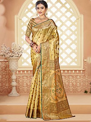 Ethnic Silk Saree With Paisley Pattern Border And Pallu In Attractive Look