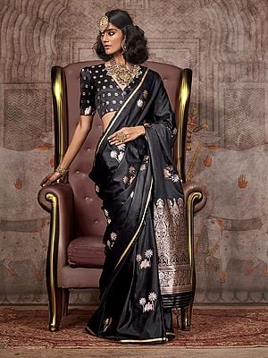 Designer Weaving And Zari Work Party Wear Satin Silk Saree With Attractive Tassels Pallu