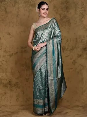 Banarasi Tissue Saree with All-over Woven Geometric Pattern