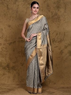 Pure Silk Thread work Paisley Pattern Saree from Bangalore with Zari Border