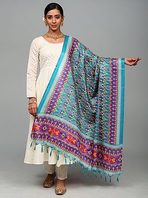 Patola Printed Art Silk Dupatta with Fringes