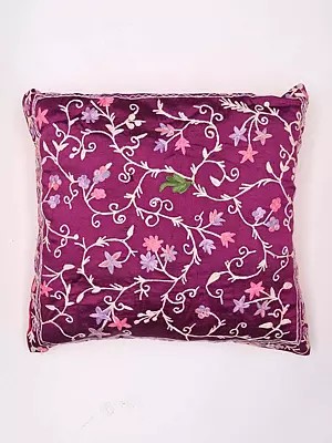 Aari Embroidered Cushion Cover from Kashmir