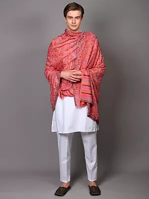 Men's Kani Jamawr Shawl with Woven Paisleys and Flowers from Amritsar