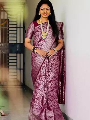 Soft Lichi Silk Saree Beautiful Rich Pallu And All Over Jacquard Work Traditional Wedding And Festive Wear Saree