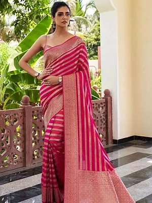 Banarasi Soft Lichi Silk Saree With Beautiful Rich Pallu And All Over Jacquard Weaving Work For Wedding And Festive Wear