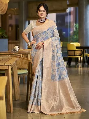 Women's Cotton Silk Saree With Woven Floral Pattern Ideal For Festive Occasions Parties And Elegant Traditional Wear