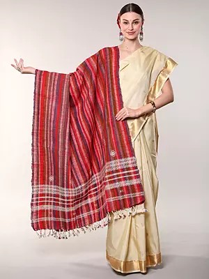 Multicolor Stripe Woven Coarse Wool Shawl from Kutch