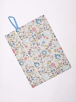 Pouch Bag with Aari Embroidered Flowers and Hand Wrist Strap