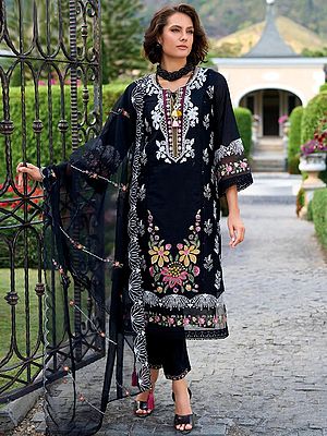 Chinon Salwar Suit Set Heavy Thread Embroidery With Organza Dupatta Party Wear Wedding Festive Wear Ethnic Outfit