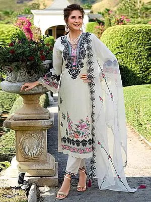 Graceful Chinon Salwar Suit Heavy Thread Embroidery With Organza Dupatta Party Wear Wedding Festive Wear Ethnic Outfit