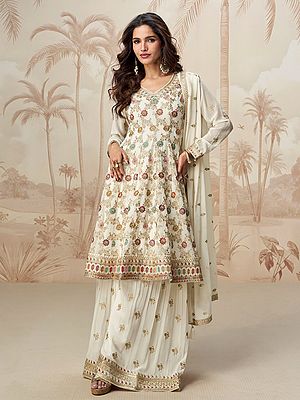 Georgette Peplum Style Salwar Kameez With Multi Thread Sequin Embroidery Work For Women Wedding Collection