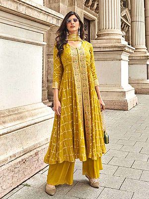 Charming Viscose Silk Anarkali Suit With Chinon Bottom And Dupatta Featuring Delicate Thread Weaving Embroidery