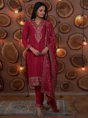 Elegant Chinon Kurta Pant Set With Dupatta Featuring Multi Sequin Embroidery Work For Party Wear Ethnic Outfit