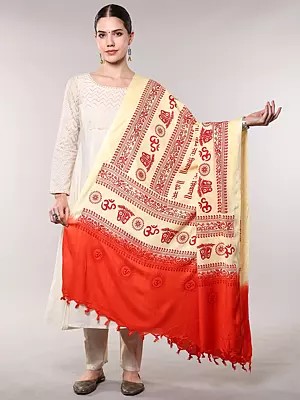 Dual-Shaded Prayer Shawl with Printed Om Namah Shivay Mantra