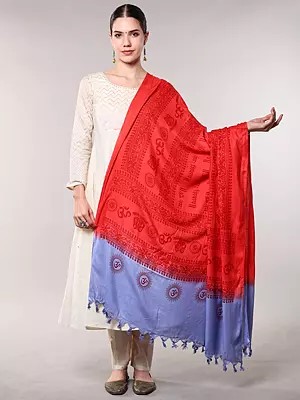Dual-Shaded Prayer Shawl with Printed Om Namah Shivay Mantra