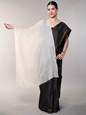 Pure Wool Plain Stole with Diamond weave from Kashmir