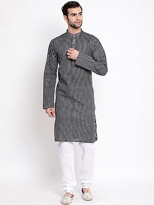 Pure Cotton Stripes Pattern Kurta Pajama Set