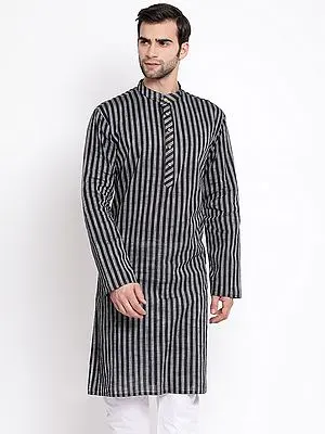Pure Cotton Bengal Stripes Pattern Mandarin Neck Kurta