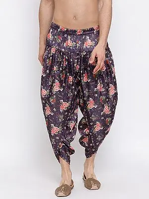 Cotton Silk Digital Floral Print Dhoti (Ready To Wear)