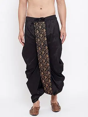 Silk Blend Dhoti With Floral Embroidery (Ready To Wear)